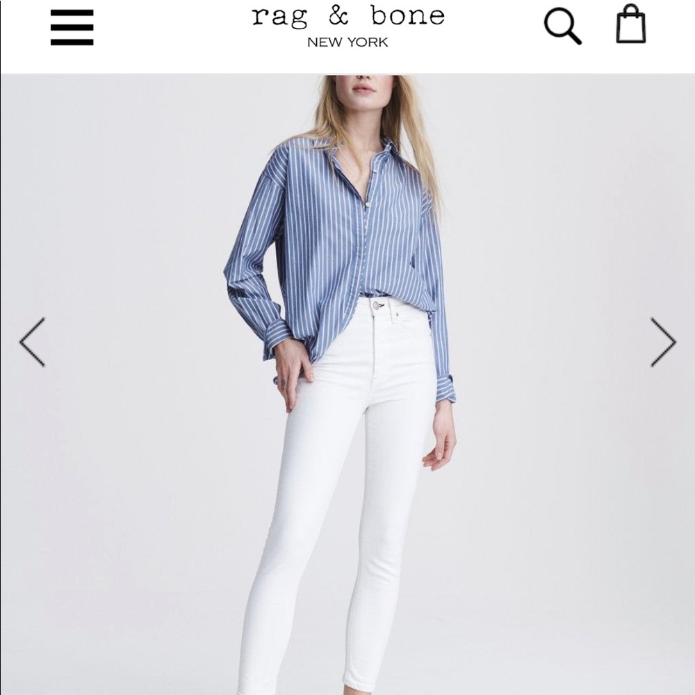 Rag & Bone Nina high rise skinny ankle white jean